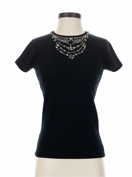 Polo Ralph Lauren Tops - Polo Ralph Lauren Black T Shirt Beaded Rhinestone Embellished Formal Blouse Top